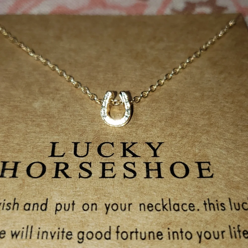 Lucky Horseshoe Necklace Horse Cowgirl Western Country Vaquera Dainty Minimalist - Picture 5 of 13